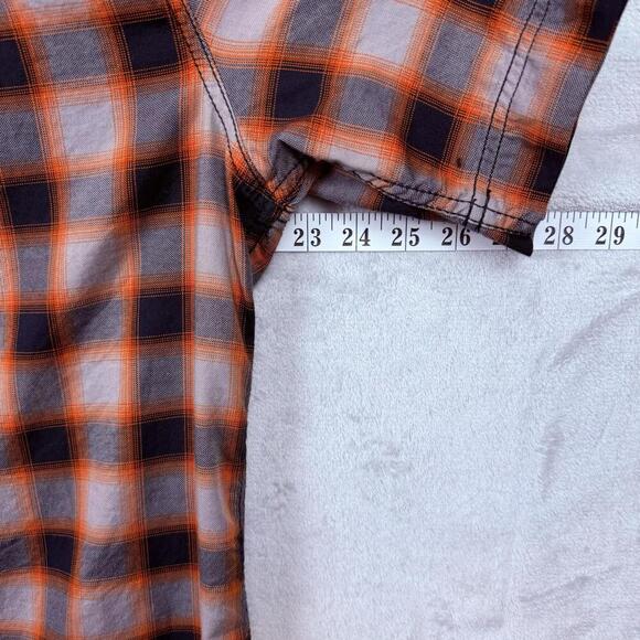 Harley-Davidson Red Black Plaid Men Shirt L Short Sleeve HD Motorcycles Western - Picture 9 of 10